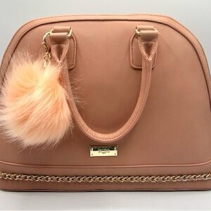 #69 NWT-BCBG Satchel Chic Tan Handbag with Gold Accents